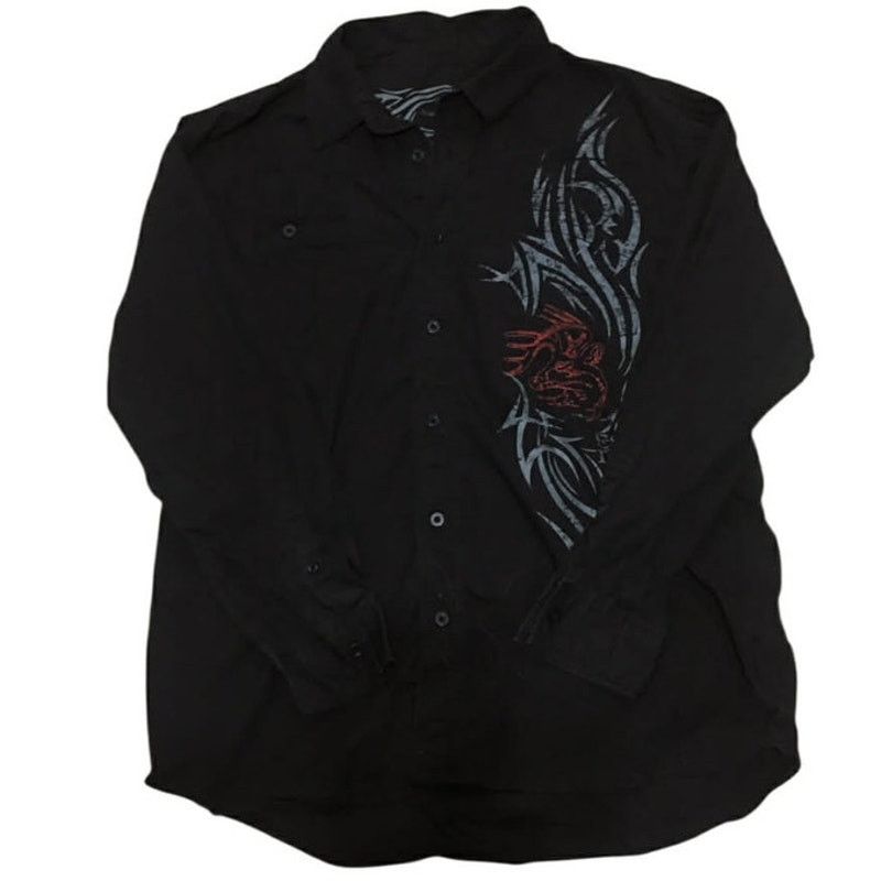 Other VINTAGE Y2K Legendary Button Shirt Dragon Tribal Graphic XL Size US XL / EU 56 / 4 - 4 Thumbnail