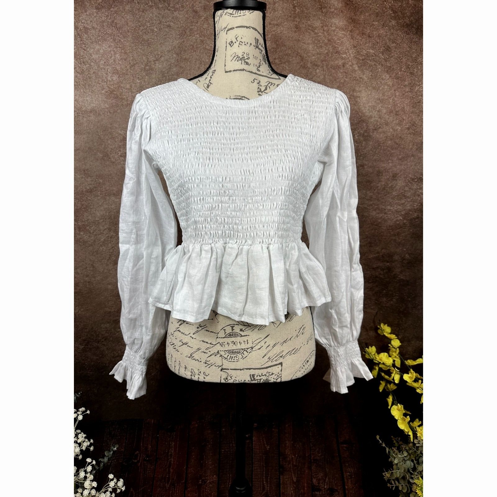 FAITHFULL Faithfull The Brand Savita Linen Open Back Top White size 4 Size S / US 4 / IT 40 - 6 Thumbnail