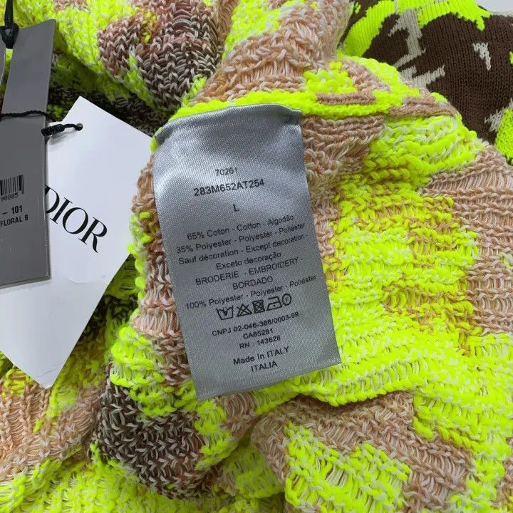 Dior Dior Dior Yellow Floral Pattern Knitted Sweater 0079-2507 Size US L / EU 52-54 / 3 - 4 Thumbnail