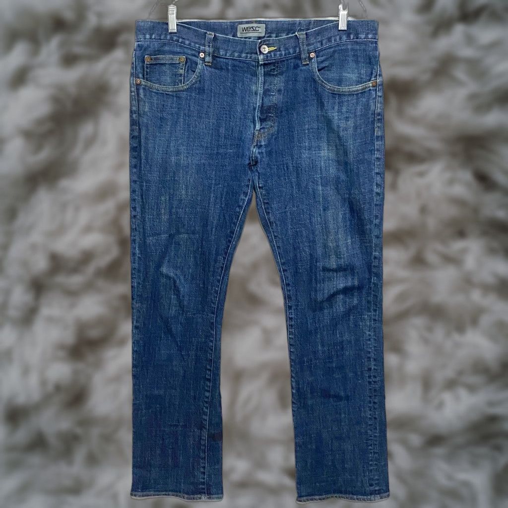 WeSC WESC Jeans Button Fly Dark Wash Straight Leg Mens 36x31 Normcore Capsule Casual Denim 5-Pocket Design White? Size US 36 / EU 52 - 1 Thumbnail