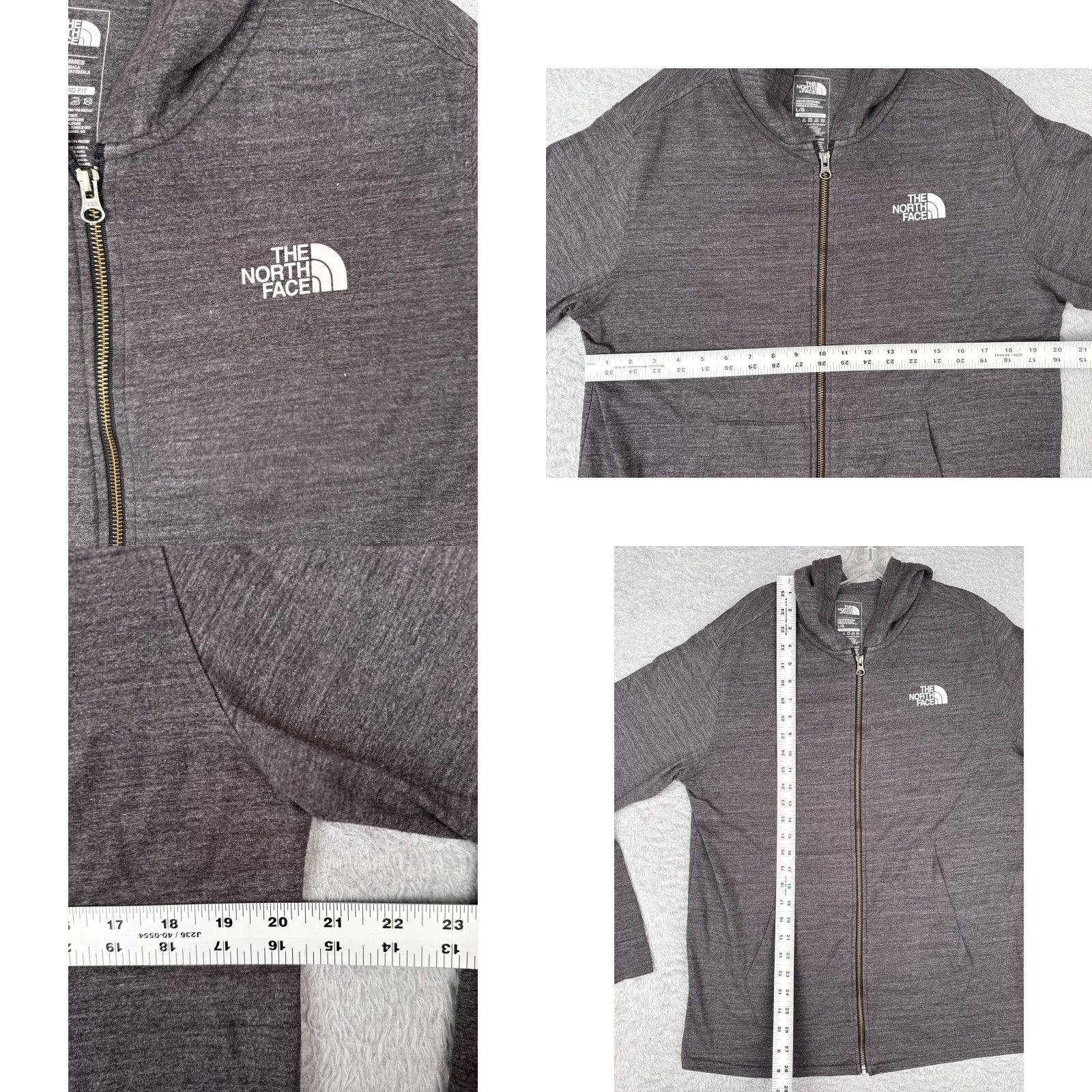 The North Face VINTAGE The North Face Jacket Men Large Gray Heather Jersey Fabric Hood Cotton Tri-Blend Size US L / EU 52-54 / 3 - 8 Thumbnail