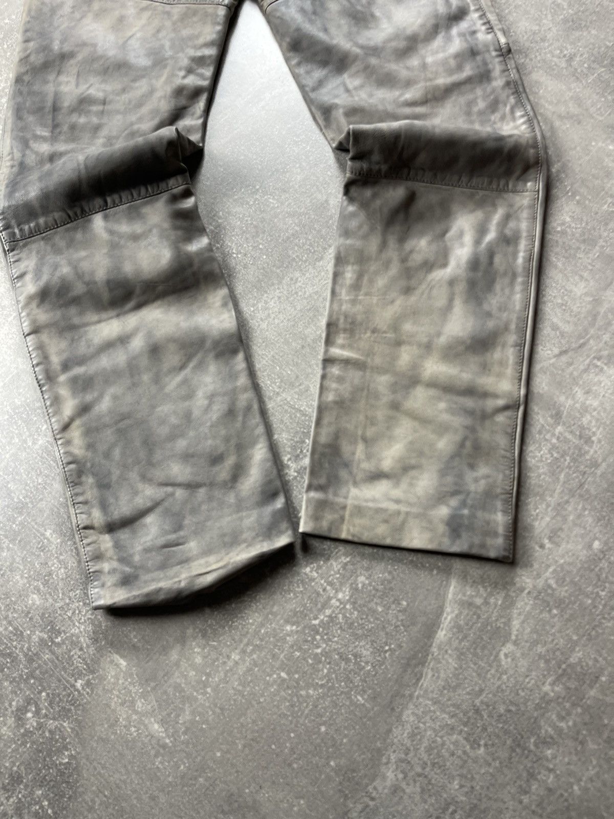 Other One Green Avant Garde Leather Elephant Dyed Pants Cement Size 29" - 7 Thumbnail