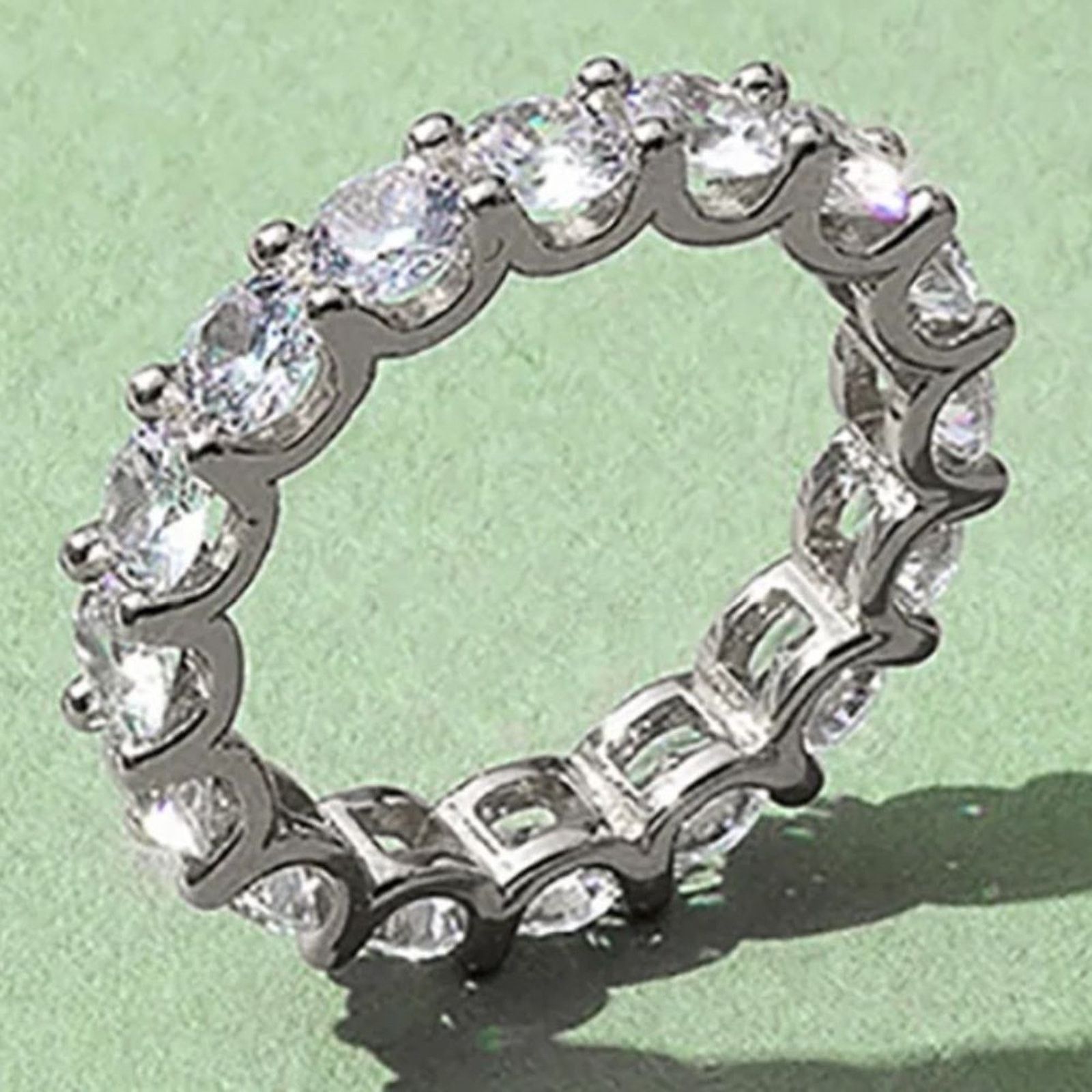 Vintage NWB PAV0I14K White Gold Plated Cubic Zicornia 4mm Ring Size ONE SIZE - 4 Thumbnail