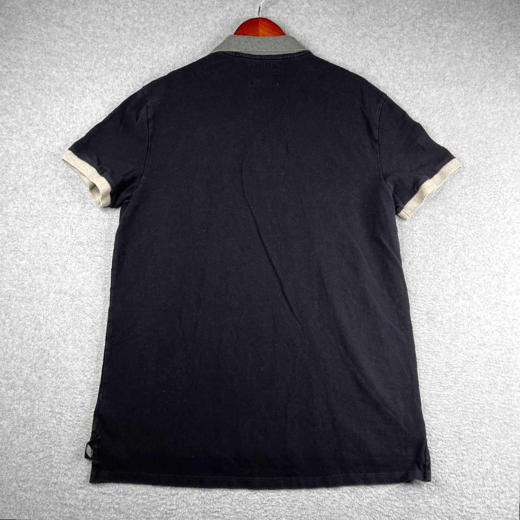 Express Express Polo Shirt Mens XL Black Gray Collar Logo Embroidered Pique Short Sleeve Button Cotton Business Casual Workwear Size US XL / EU 56 / 4 - 6 Thumbnail