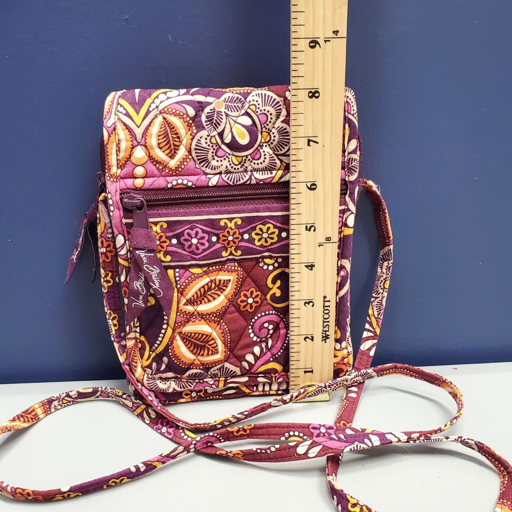 Vintage Vera Bradley Hipster Crossbody Bag Womens Purple Multi Fabric Paisley Zip Pocket P42 Size ONE SIZE - 2 Thumbnail