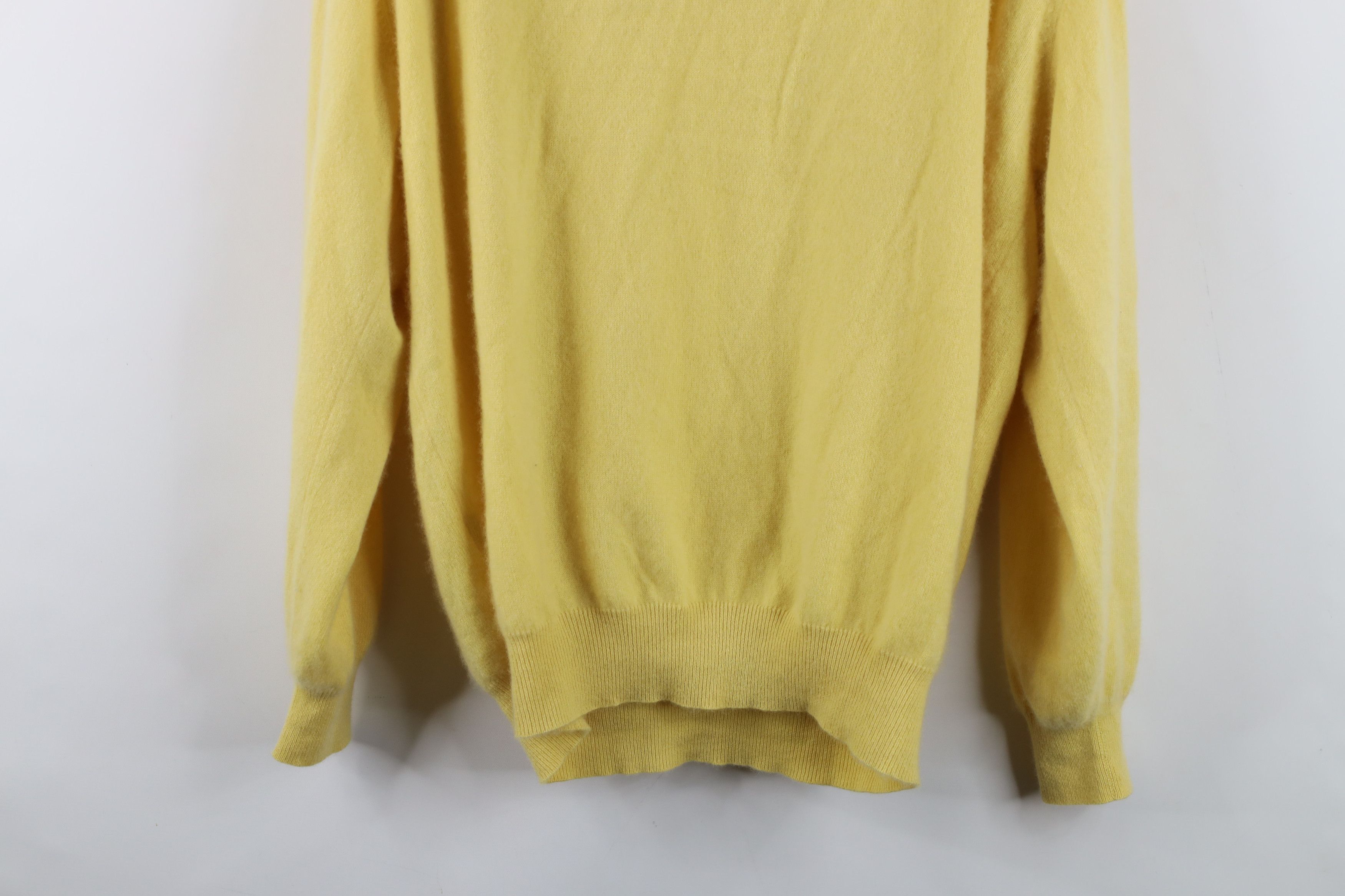 Vintage Vintage 90s Streetwear Cashmere Knit V-Neck Sweater Yellow Size US M / EU 48-50 / 2 - 11 Thumbnail