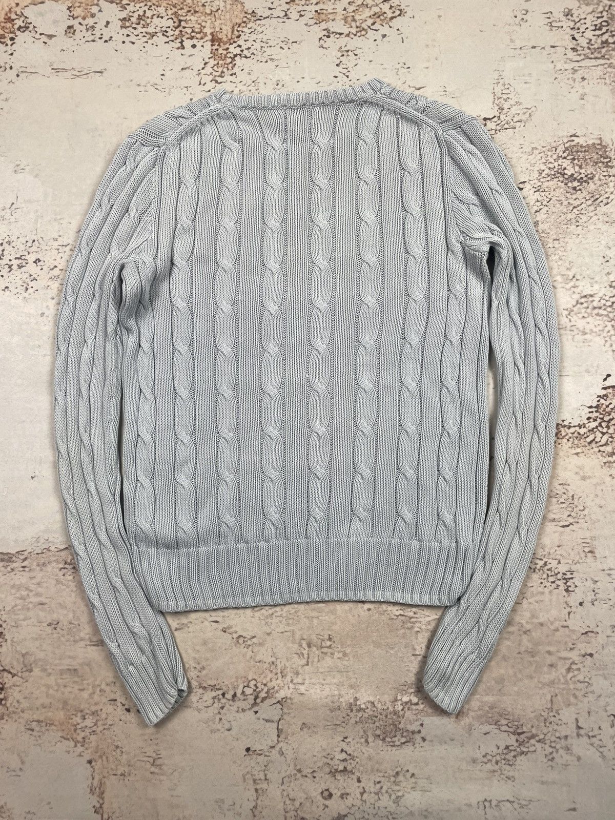 Polo Ralph Lauren Polo Ralph Lauren M Cable Knit Sweater – Gray,Old Money egv Size M / US 6-8 / IT 42-44 - 2 Thumbnail