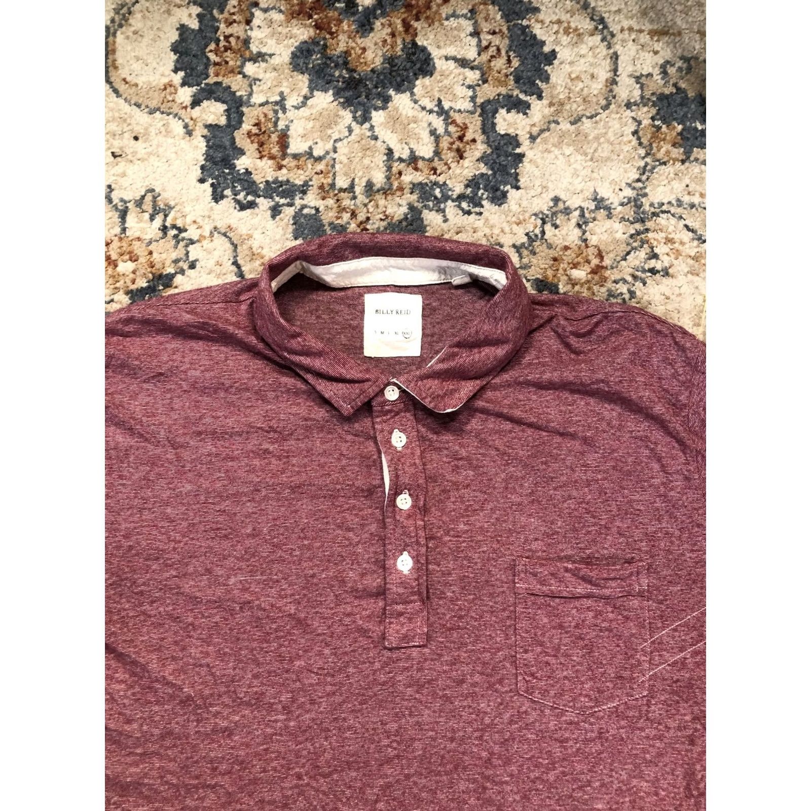 Billy Reid Billy Reid Polo Shirt Mens 2XL Red Stripe Jersey Pocket Short Sleeve Casual Size US XXL / EU 58 / 5 - 2 Thumbnail