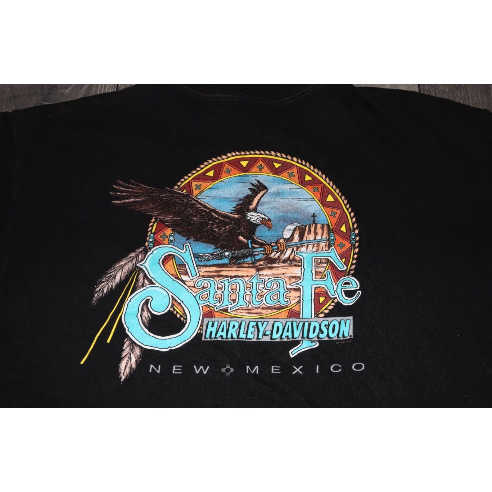 Harley Davidson Harley-Davidson T-SHIRT Mens 2XL Vintage 1999 Santa Fe Eagle Made in USA Black Graphic Tee XS? (adjust) Size US XXL / EU 58 / 5 - 7 Thumbnail