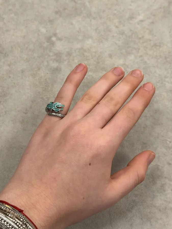 Vintage 2000s Cavalli Blue Asian Dragon Metal Ring Size ONE SIZE - 2 Thumbnail