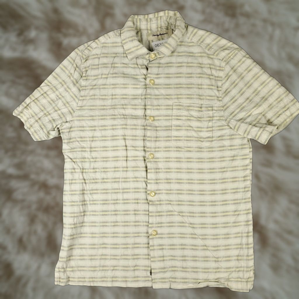 Tommy Bahama Tommy Bahama Shirt Mens Medium Ivory Plaid Silk Hawaiian Button Up Short Sleeve Size US M / EU 48-50 / 2 - 1 Thumbnail