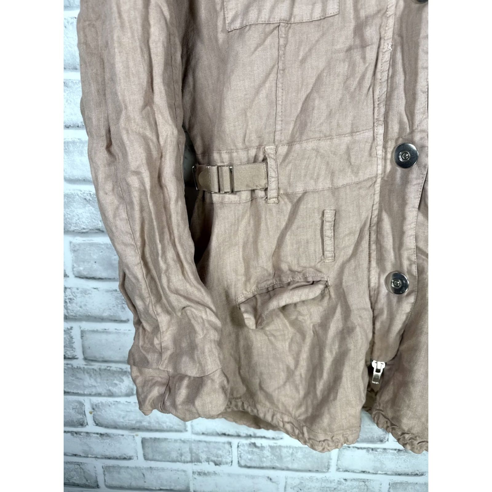 Vintage Pete & Greta LINEN Hooded Jacket Womens M Beige Full Zip Hoodie Size M / US 6-8 / IT 42-44 - 5 Thumbnail