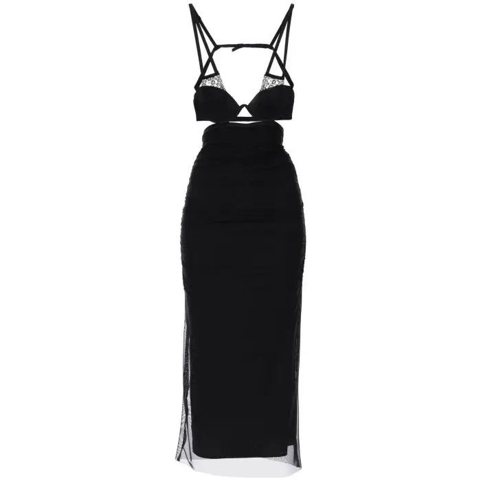 image of Dolce Gabbana O1S22I1N0424 Bustier Midi Dress In Black, Women's (Size Medium)