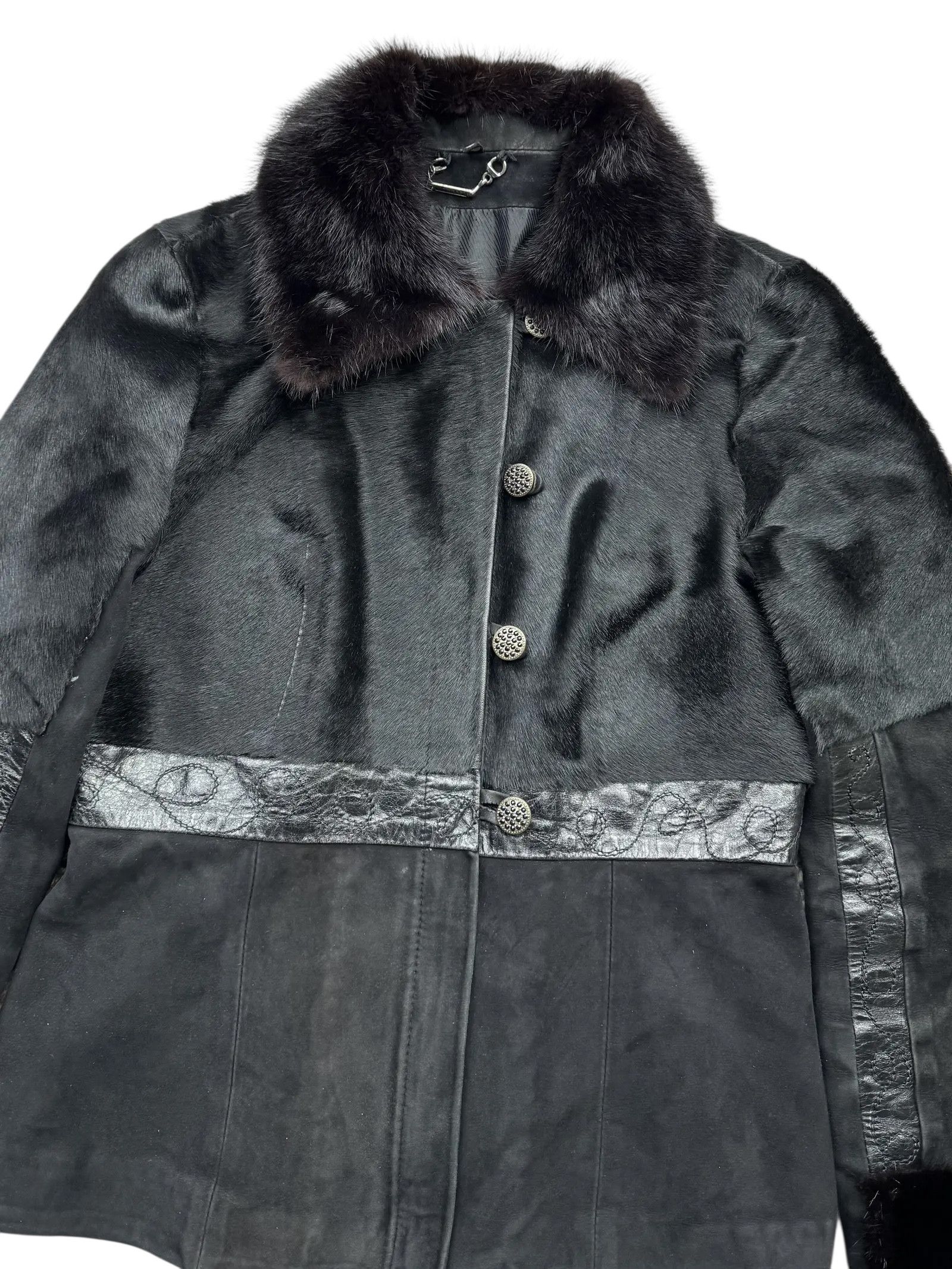 Genuine Leather Real Fur Details Suede Cropped Jacket From The 90's(V73) Size XS / US 0-2 / IT 36-38 - 2 Thumbnail
