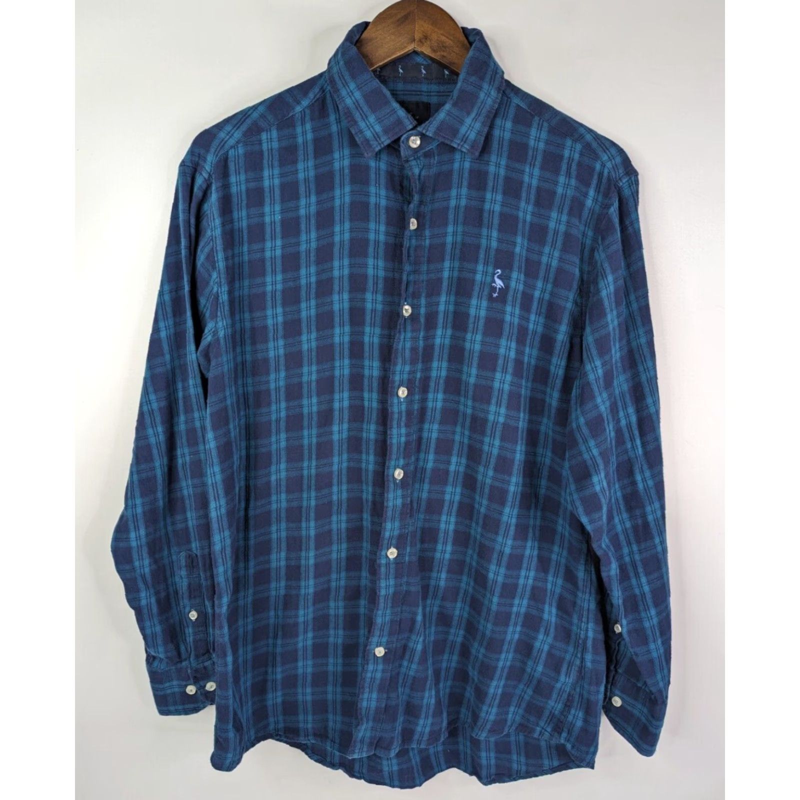 Tailorbyrd Tailor Byrd Men’s Button-Front Long Sleeve Blue Plaid Flannel Shirt L Size US L / EU 52-54 / 3 - 2 Thumbnail