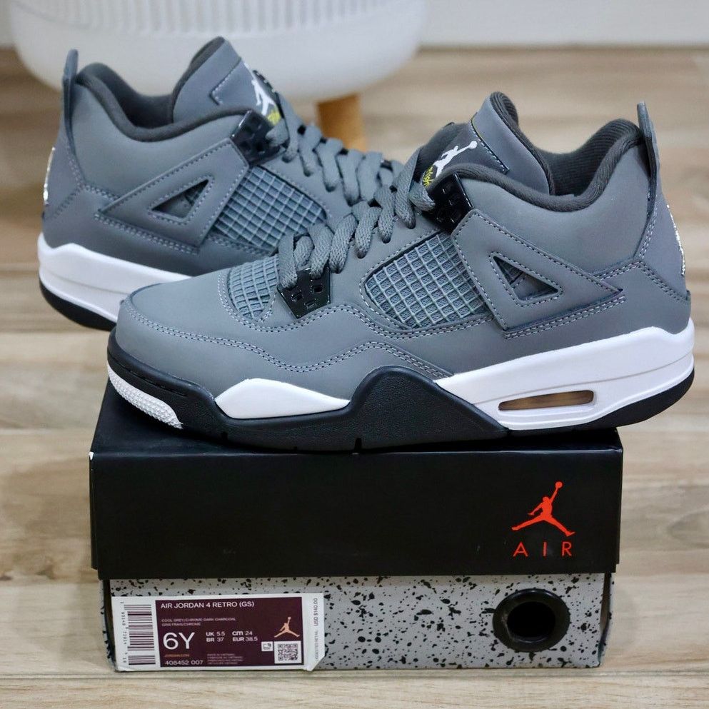 Nike Jordan 4 Retro Cool Grey 2019 GS Size 6Y 408452-007 Size US 6 / EU 39 - 1 Thumbnail