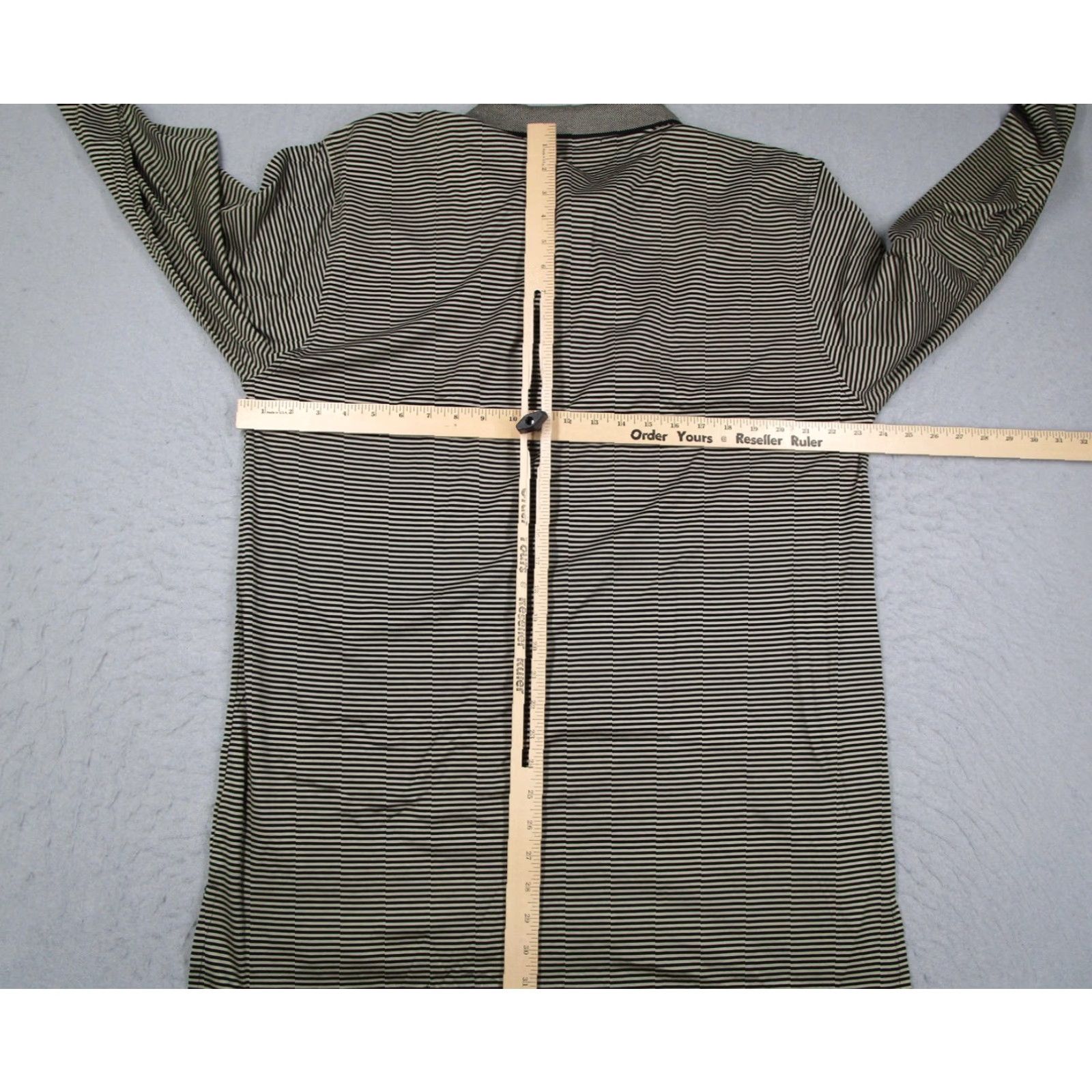 Gregory VINTAGE Clark & Gregory Polo Shirt Mens XL Long Sleeve Golf Made in USA Black Striped Polo Shirt 80s 90s Retro Mens XL Size US XL / EU 56 / 4 - 5 Thumbnail