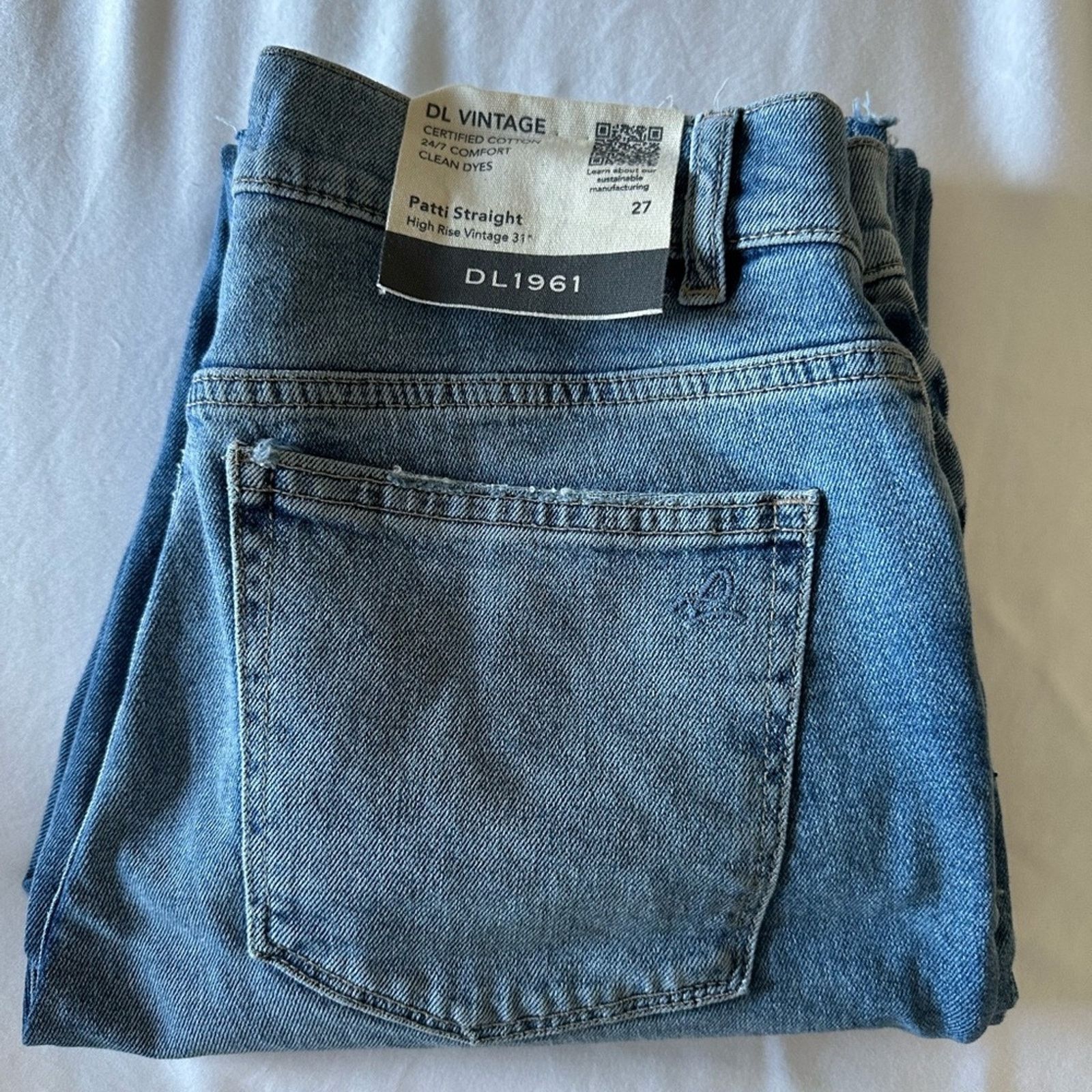 DL1961 NEW DL1961 Patti Straight High Rise Jeans Raw Sz 27 $209 Size 27" / US 4 / IT 40 - 14 Thumbnail