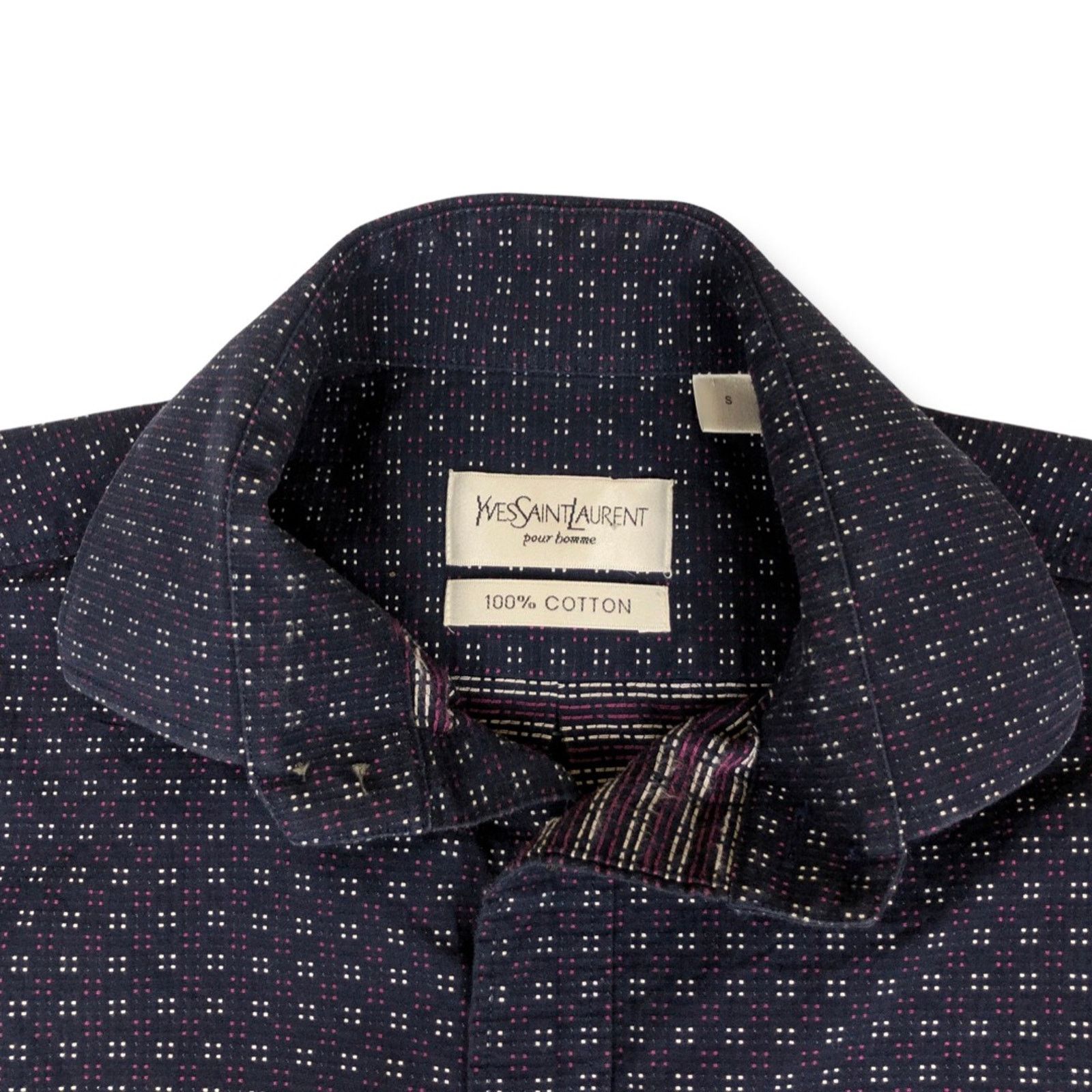 Vintage × Yves Saint Laurent Yves Saint Laurent YSL Logo Navy Shirt Size US S / EU 44-46 / 1 - 4 Thumbnail