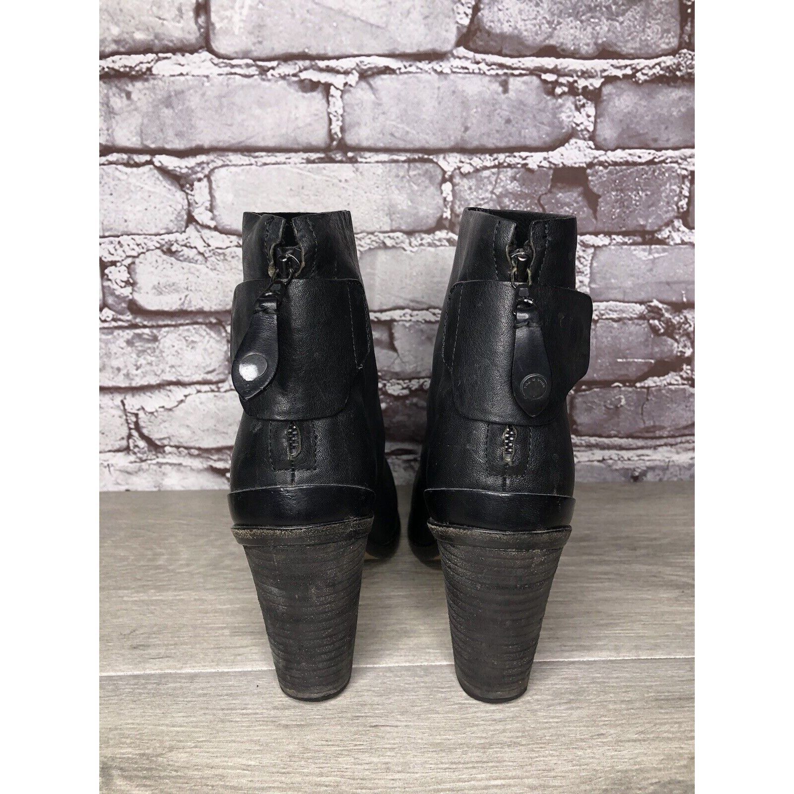 Rag & Bone Rag & Bone Black Leather Ankle Back Zip Heel Booties Women S Size US 9 / IT 39 - 3 Thumbnail
