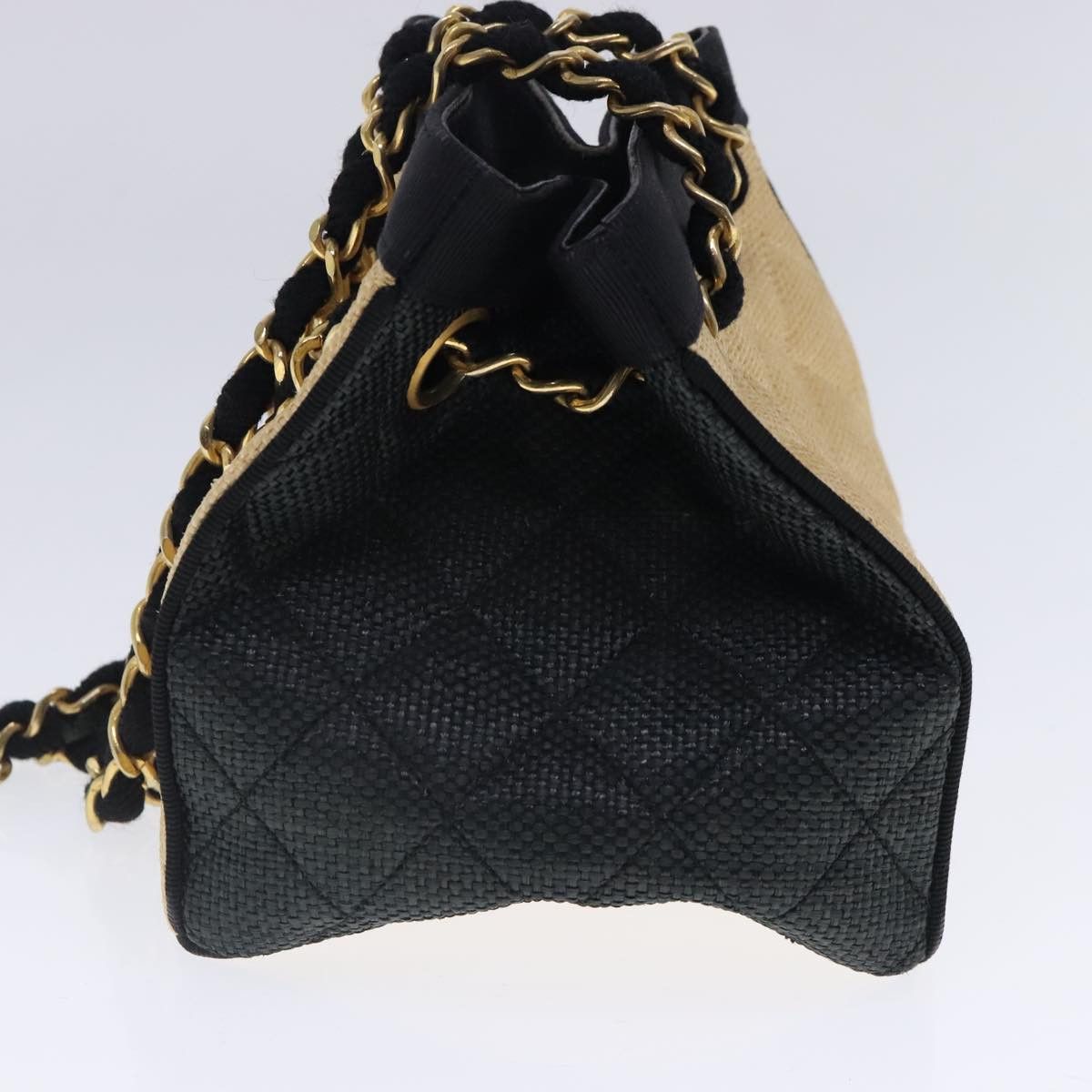 Chanel CHANEL Hand Bag Straw Beige Black CC Size ONE SIZE - 3 Thumbnail