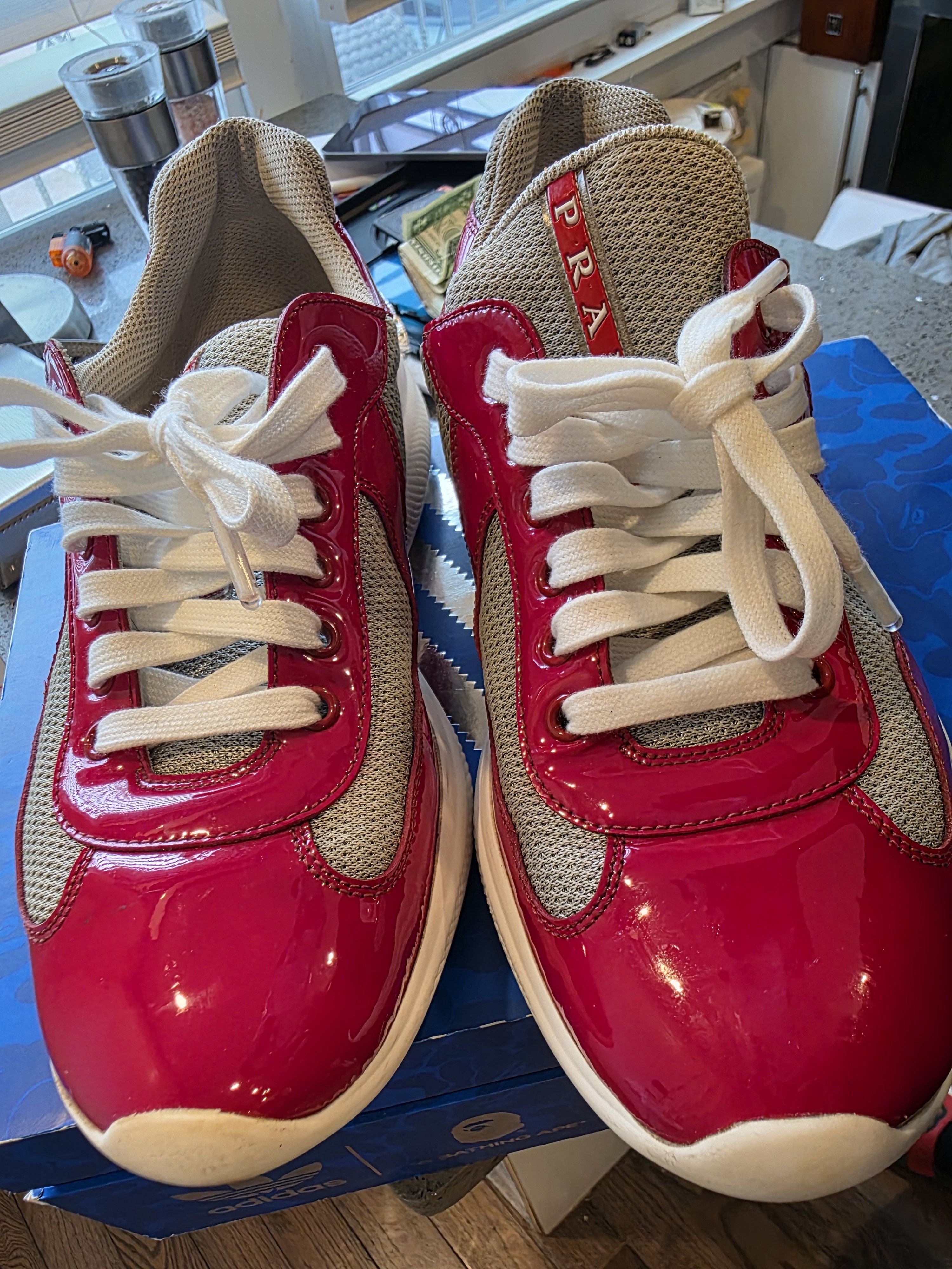 Prada Red Prada America's Cup Sneakers Size US 9 / EU 42 - 3 Thumbnail