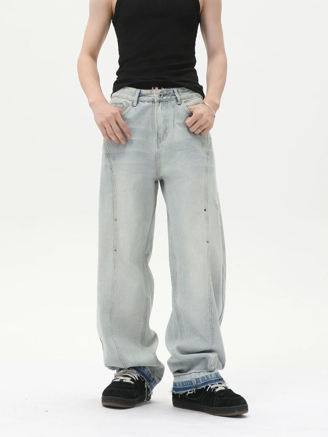 Japanese Brand × Jean Light blue wide-leg loose slim straight-leg scimitar jeans Size US 32 / EU 48 - 1 Thumbnail