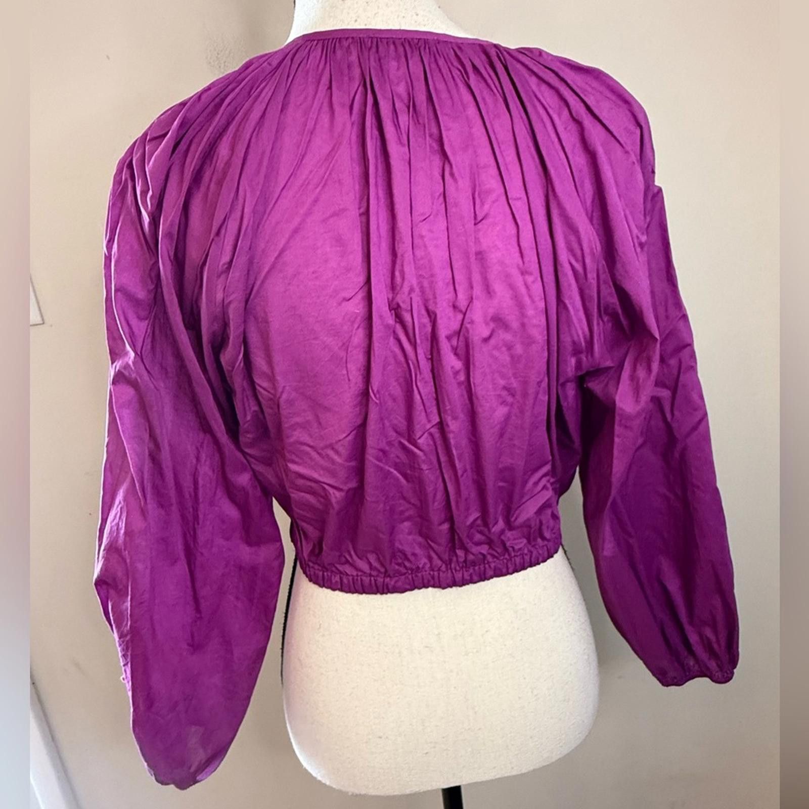 Rails Rails Katie Berry purple crop top V neck full sleeves SZ SM Size S / US 4 / IT 40 - 4 Thumbnail