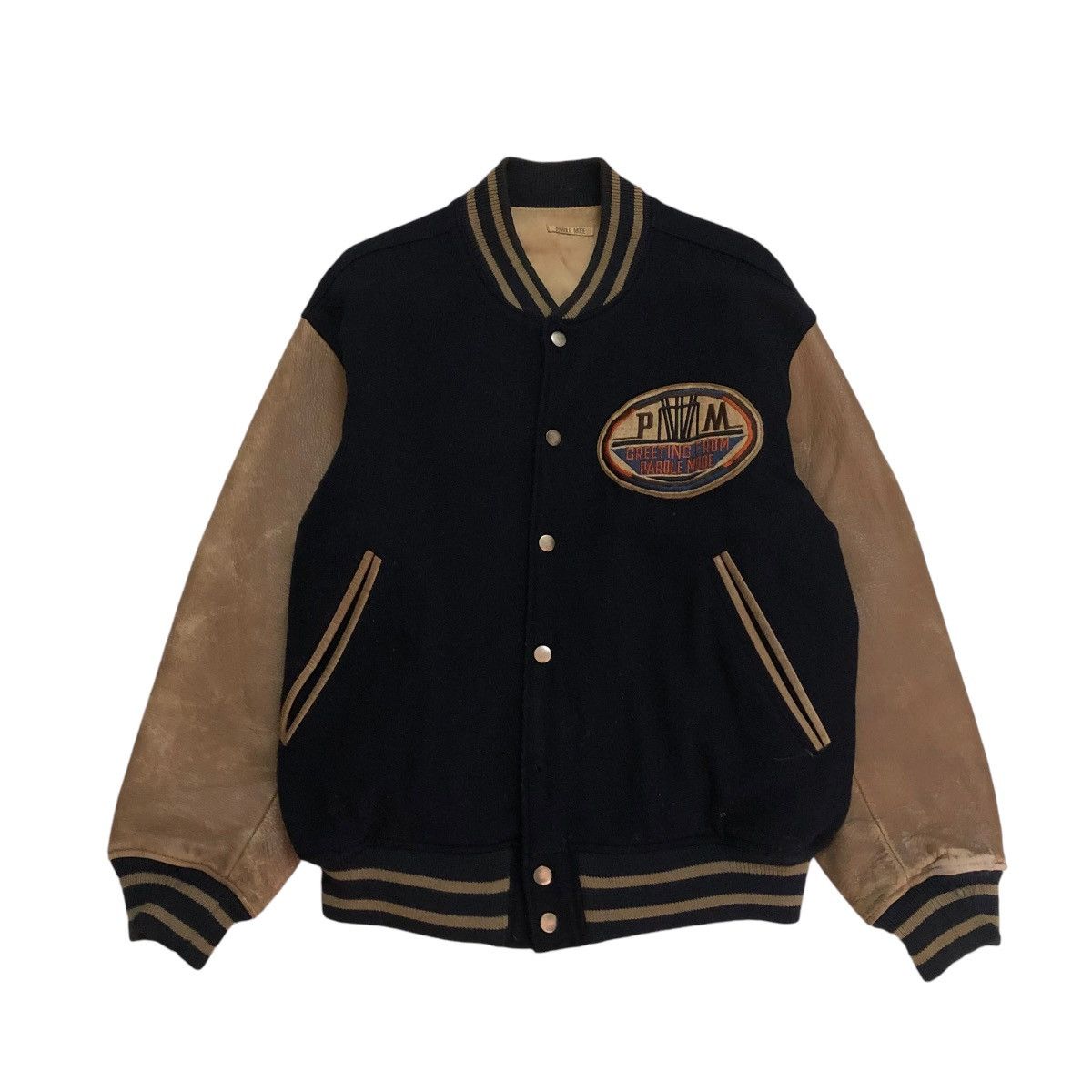 Japanese Brand 🔥VINTAGE JUMPER VARSITY LEATHER JACKET PAROLE MODE BIG LOGO Size US M / EU 48-50 / 2 - 2 Thumbnail