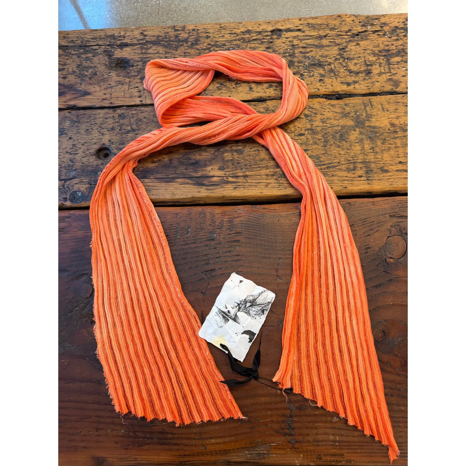 Greg Lauren Greg Lauren SAMPLE Orange Linen Scarf Size ONE SIZE - 3 Thumbnail