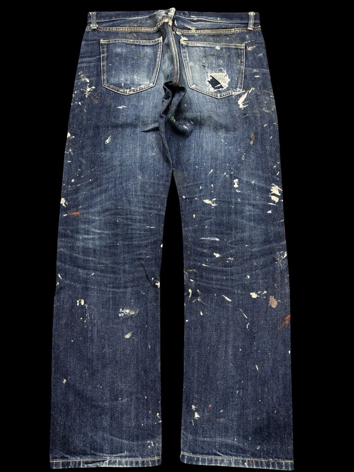 Japanese Brand 💥ART💥Uniqlo Japan Heavy Paint Splatter Selvedge Denim F673 Size US 34 / EU 50 - 2 Thumbnail