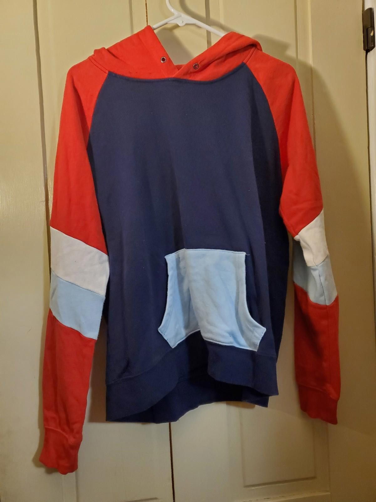 Designer ZINE W LS colorblock Hooded Sweatshirt L Red WHT Blu Size L / US 10 / IT 46 - 1 Thumbnail