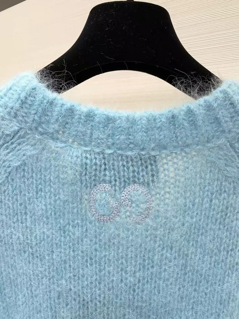 Gucci Gucci Blue horsehair knitted cardigan sweater 2501-Nextarro Size US L / EU 52-54 / 3 - 3 Thumbnail