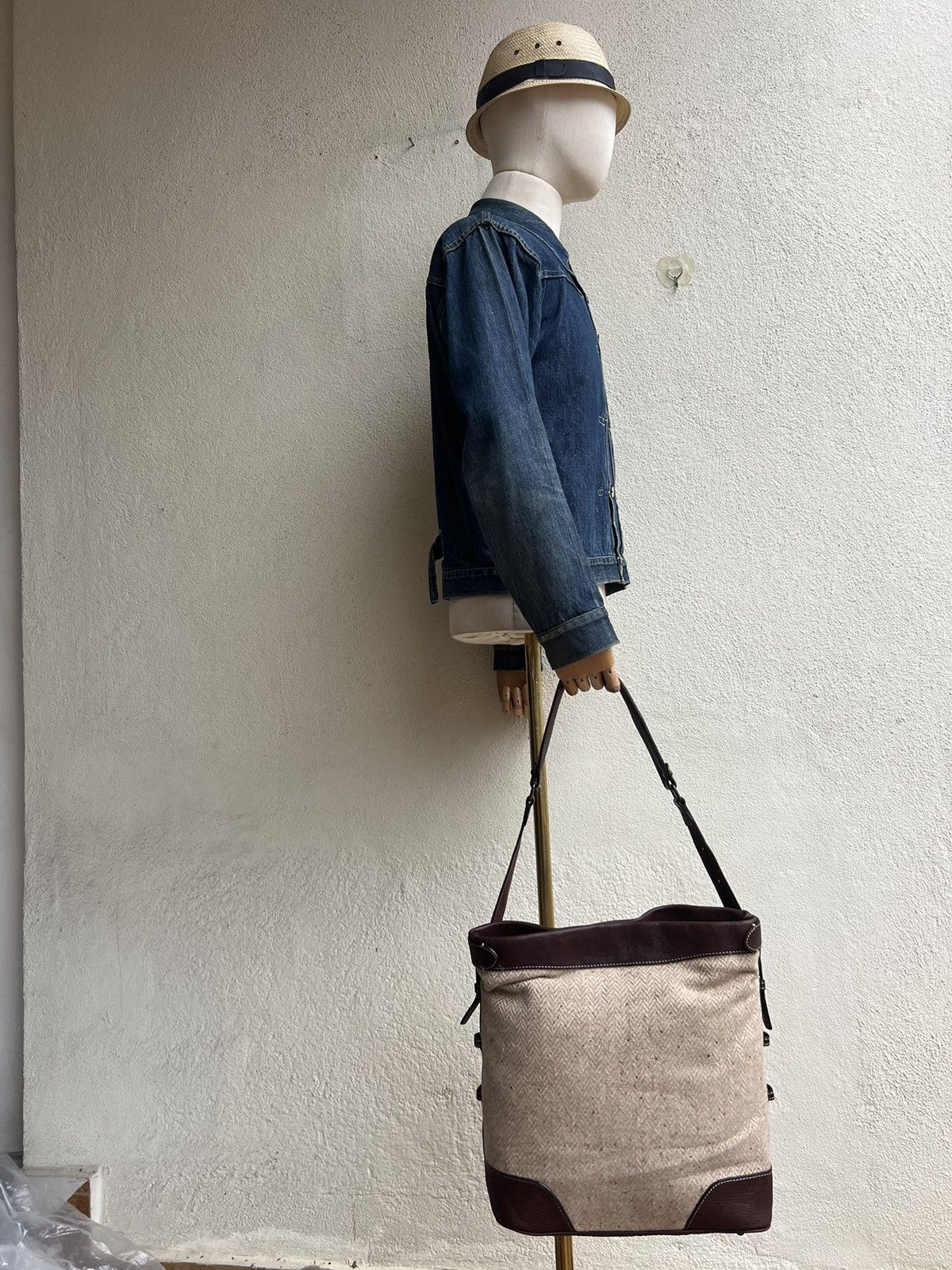 Leather Vintage Tsuchiya Kaban Leather HBT Wool Bag Size ONE SIZE - 3 Thumbnail