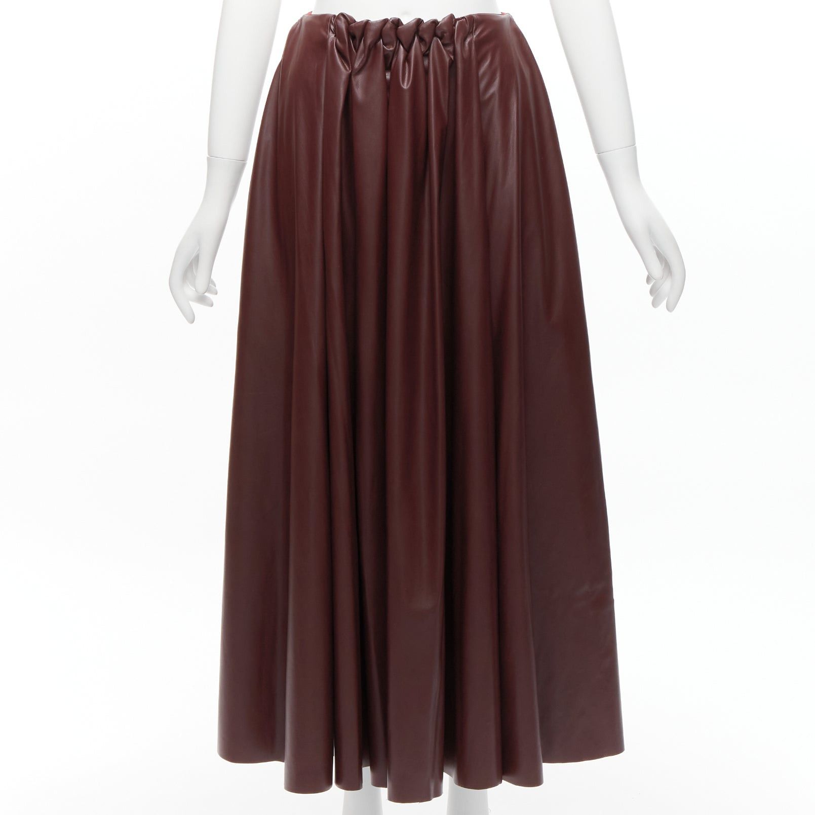 ROKSANDA ROKSANDA burgundy faux leather wool lined ruched waist A-line midi skirt UK8 S Size 27" / US 4 / IT 40 - 1 Thumbnail