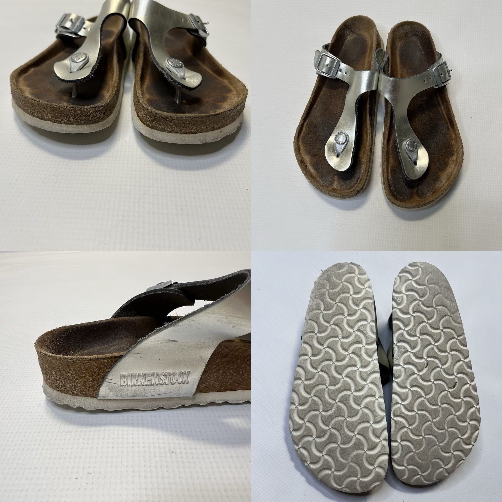 Birkenstock Birkenstock Gizeh Sandal Metallic Silver Gray Thong T Strap Women EU 36 US L 5 Size US 5 / IT 35 - 8 Thumbnail