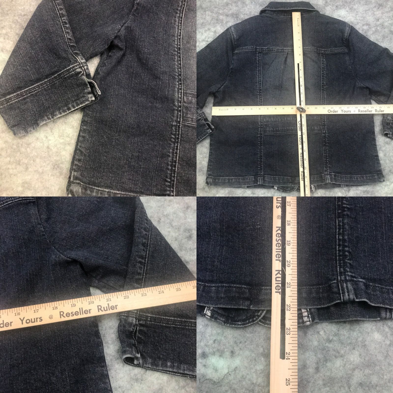 Denime Motto Jacket Womens Large Blue Denim Button Down Front Pockets Size 36" / US 14 / IT 50 - 8 Thumbnail