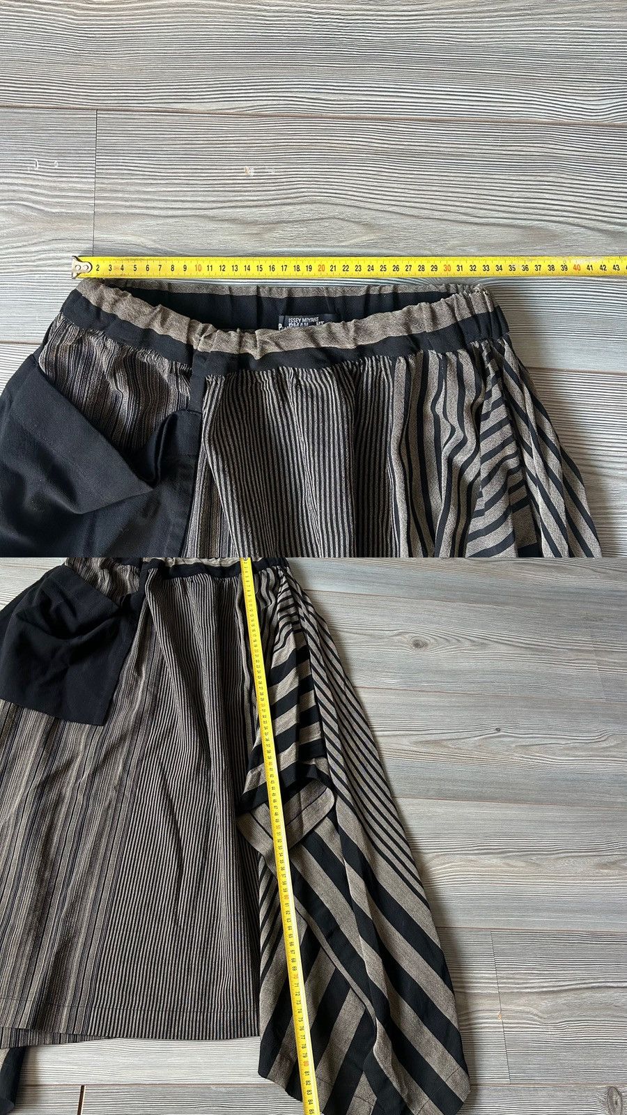 Issey Miyake Archive 1980’s Issey Miyake Permanente Striped Wool Skirt Size 25" / US 0 / IT 36 - 25 Thumbnail
