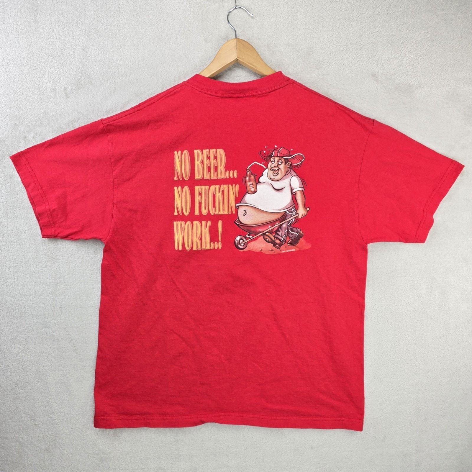 Hanes Vintage Beer Shirt XL No Alcohol No Work Funny Joke Y2K 90s Size US XL / EU 56 / 4 - 6 Thumbnail