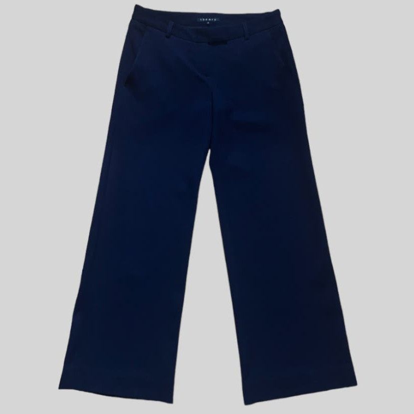 Theory Theory Wide Leg Wool Pants in Navy Blue | Size 2 Size 26" / US 2 / IT 38 - 1 Thumbnail