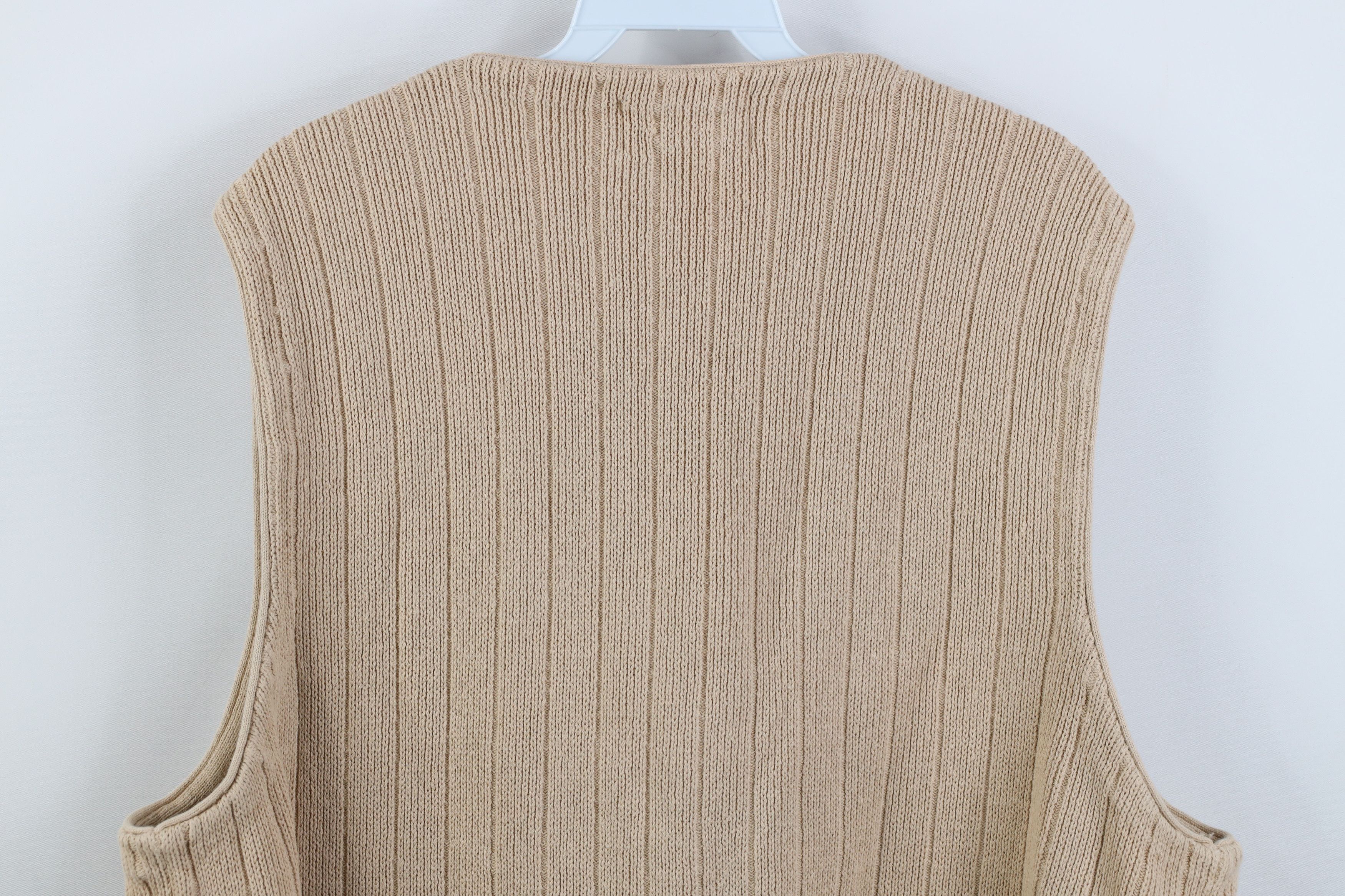 Eddie Bauer Vintage 90s Eddie Bauer Ribbed Knit Sweater Vest Beige Size US L / EU 52-54 / 3 - 9 Thumbnail