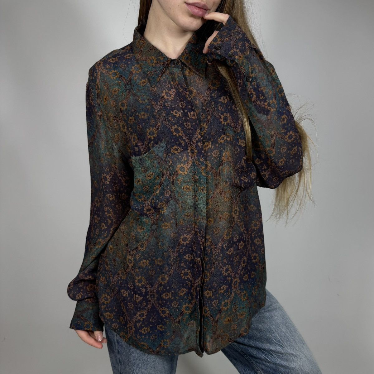 Vintage Vintage Y2K Peruvian Connection Viscose Abstract Retro Shirt Size XL / US 12-14 / IT 48-50 - 2 Thumbnail