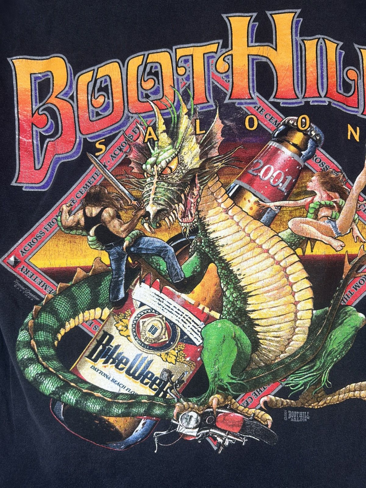 Vintage Vintage Boot Hill Saloon Bike Week 2001 Faded Pocket T Shirt Size US M / EU 48-50 / 2 - 9 Thumbnail