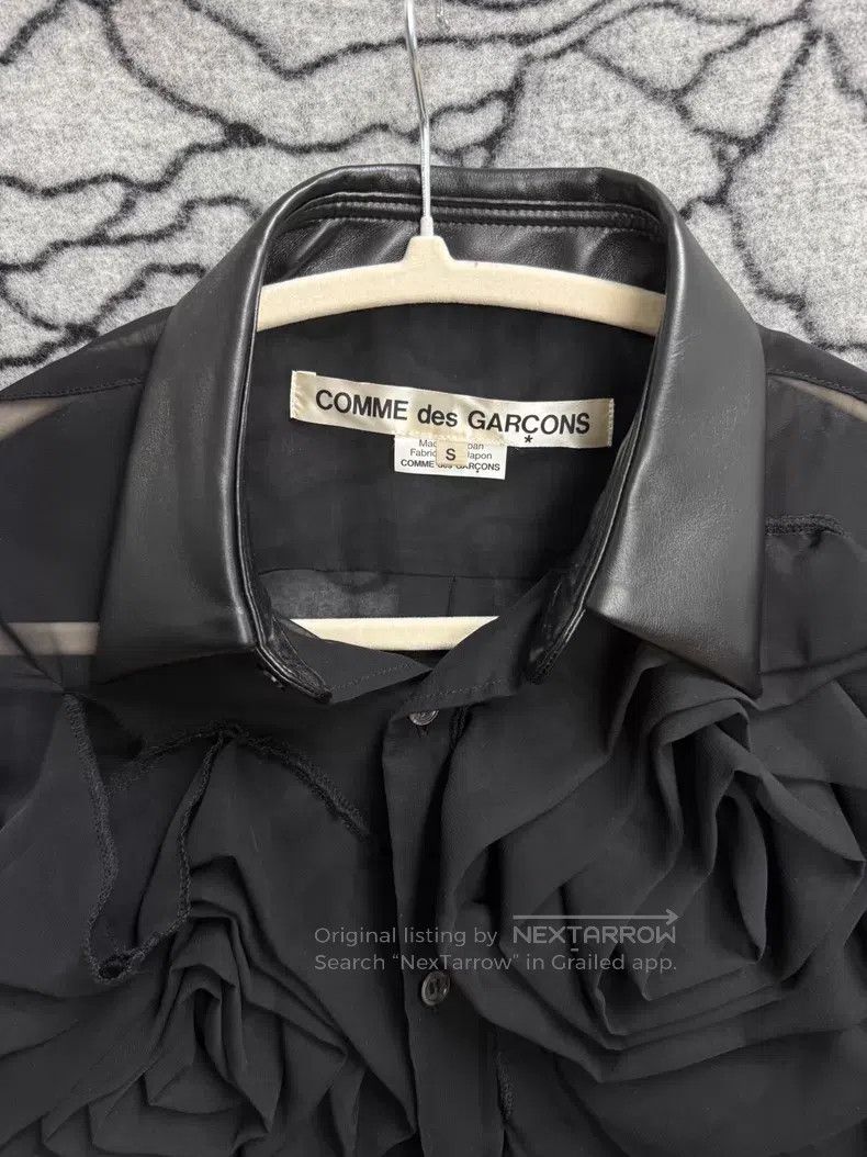 Comme des Garcons Comme des Garcons Roses Net Silk Collar Shirt Size S / US 4 / IT 40 - 4 Thumbnail