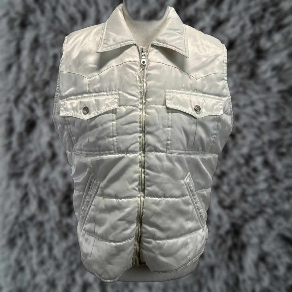 Tommy Hilfiger Vintage Tommy Hilfiger Womens Full Zip Vest Sz Large Puffer Yoke 90s Y2K Puffer Vest Style Winter Spring Fall Casual GUC Ivory Zip Size 36" / US 14 / IT 50 - 1 Thumbnail