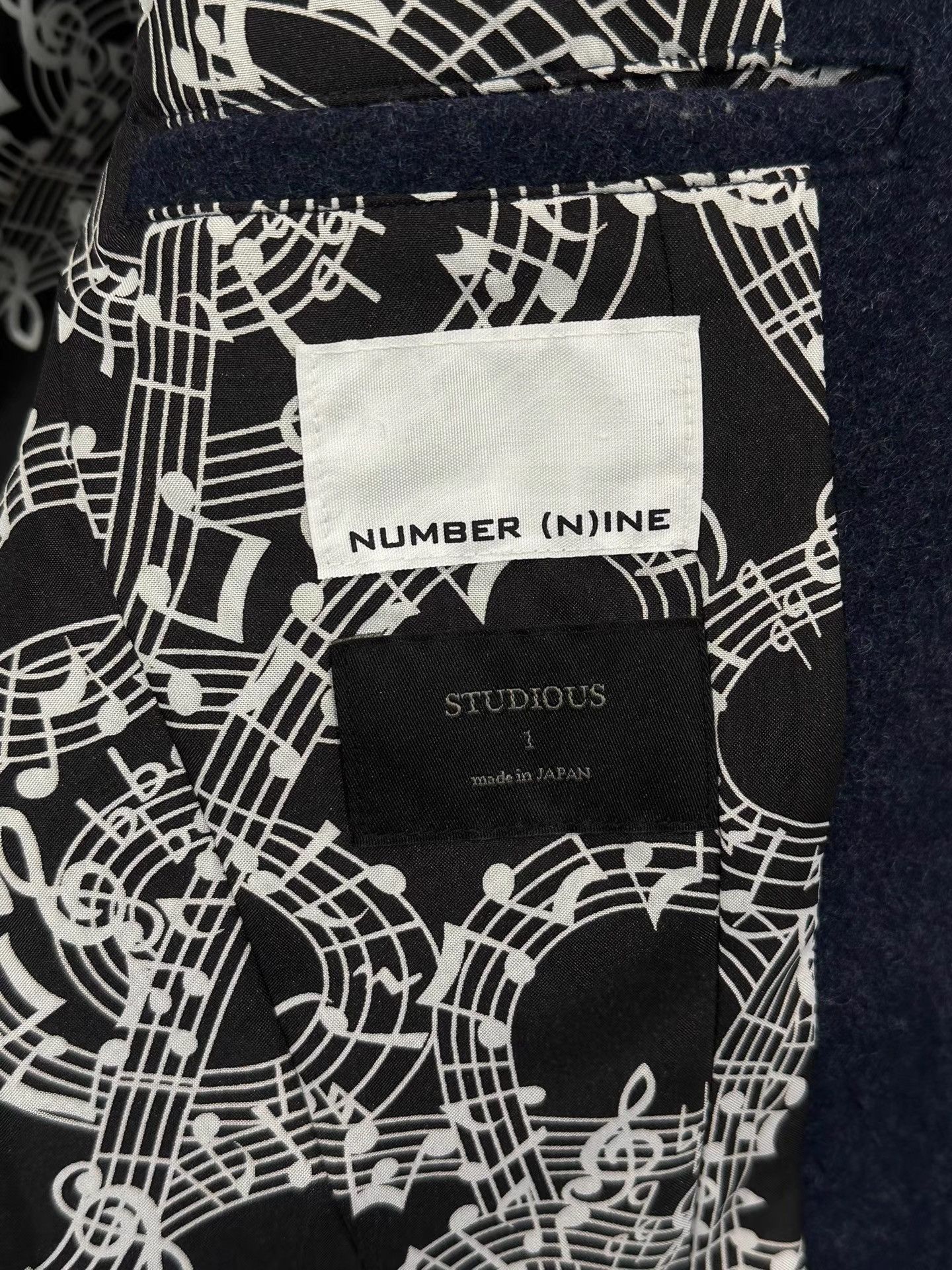 Number (N)ine Number Nine Studious Note Print Wool Chester Coat K35 Size US S / EU 44-46 / 1 - 7 Thumbnail