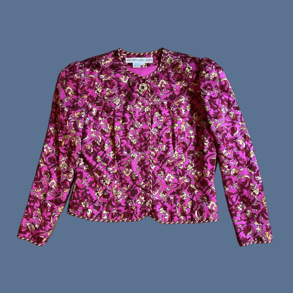 Vintage VINTAGE Anne Crimmins for Umi Collections Silk Skirt Suit 10 Pink Floral Paisley Size 32" / US 10 / IT 46 - 1 Thumbnail