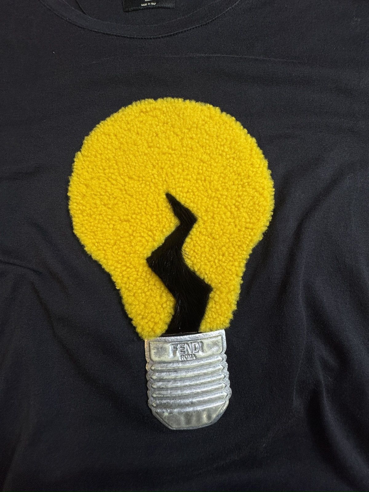 Fendi Fendi Black Fur Light Bulb T-shirt Size US M / EU 48-50 / 2 - 3 Thumbnail