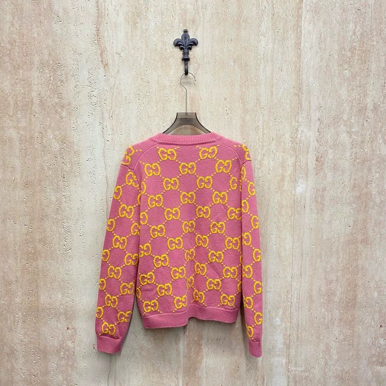 Gucci Gucci Pink jacquard double G wool knitted sweater cardigan Size M / US 6-8 / IT 42-44 - 2 Thumbnail