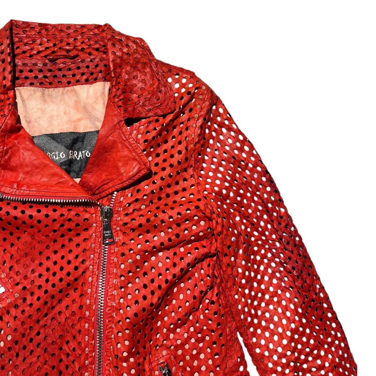 Giorgio Brato Lasercut leather zip moto jacket Size US S / EU 44-46 / 1 - 2 Thumbnail